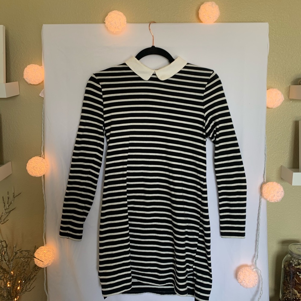 Long sleeve striped collared dress